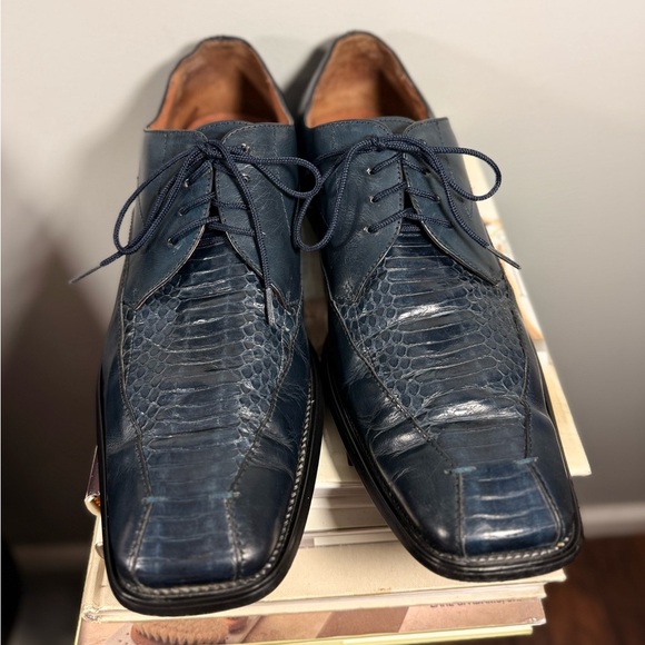 Stacy Adam’s Size 12 Navy Blue Snakeskin Men’s Shoes - Picture 16 of 16